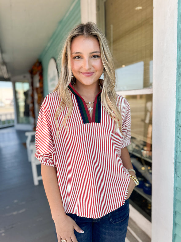 The Bennie Stripe Top-Brick