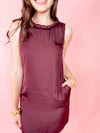 burgundy shift dress