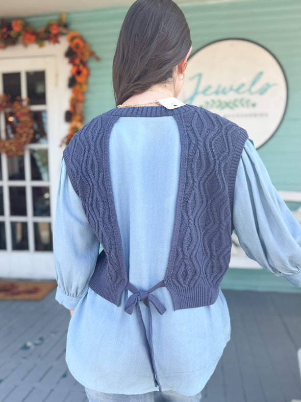 The Yarissa Sweater Top-Blue