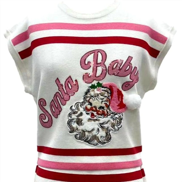 (Queen of Sparkles) Santa Baby Vest Top-Pink