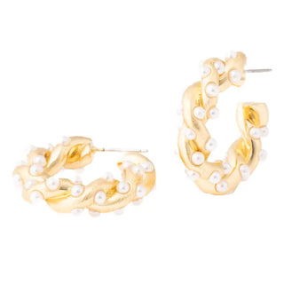 The Collins Pearl Hoop-Gold