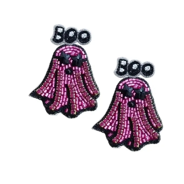 The Rhinestone Ghost Earring-Pink