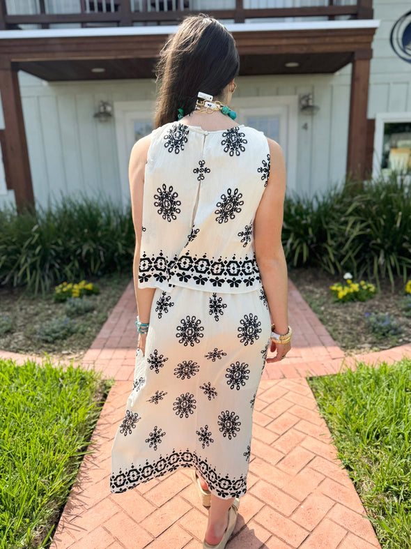The Lazzy Printed Midi Dress-Black