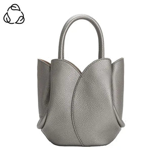 The Tulip Mini Leather Bag- Pewter