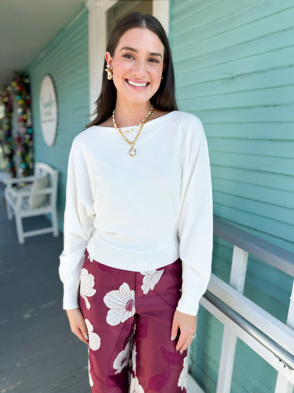 The Cecily Floral Pant-Ruby