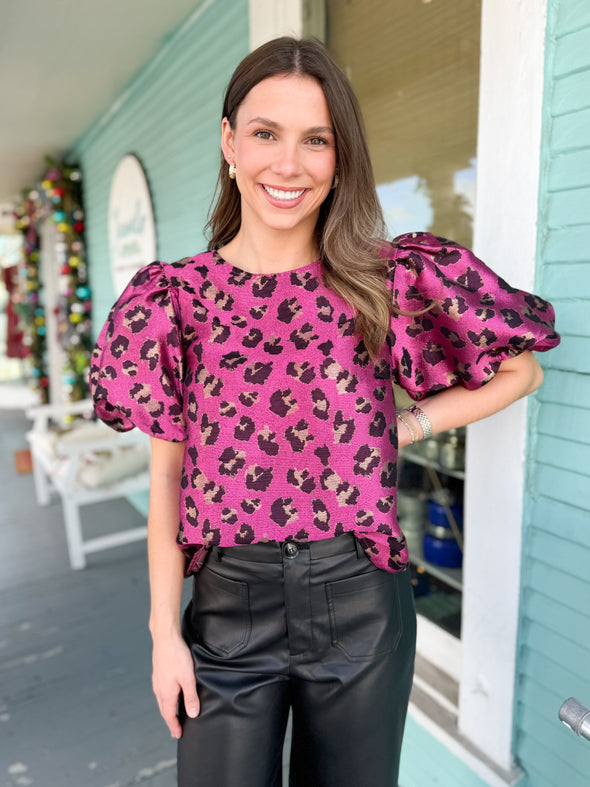 (THML) The Kiersten Leopard Top-Pink