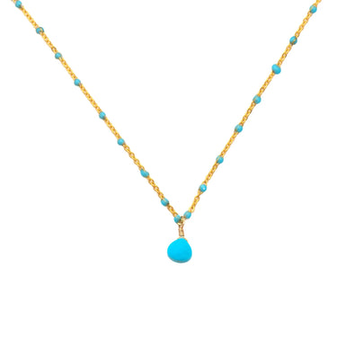 Mini Enamel Chain Necklace-Turquoise