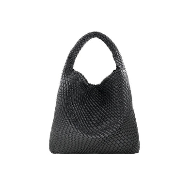 The One Strap Woven Tote-Black
