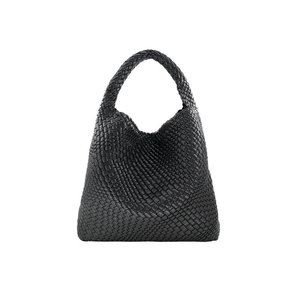 The One Strap Woven Tote-Black
