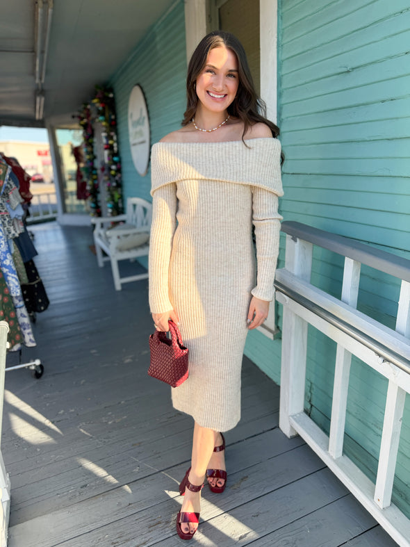 The Margo Knit Sweater Dress-Oatmeal