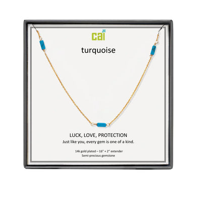 Station Bar Gemstone Necklace-Turquoise