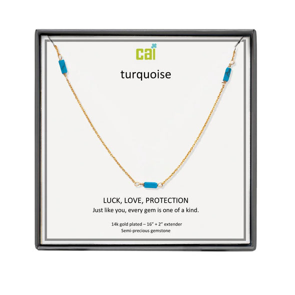 Station Bar Gemstone Necklace-Turquoise