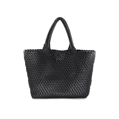 The Frances Woven Tote-Black