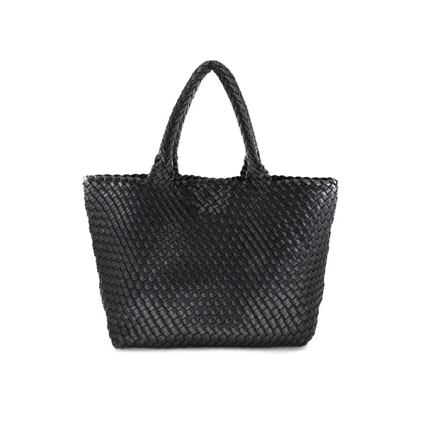 The Frances Woven Tote-Black