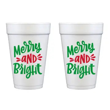 Merry and Bright Foam Cups-10 Pack