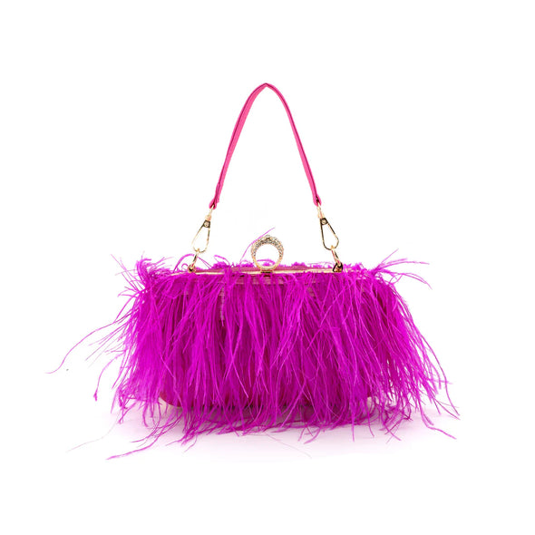 The Harlow Feather Clutch-Multiple Colors
