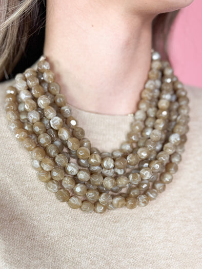 Chunky Beaded Layered Necklace-Multiple Colors
