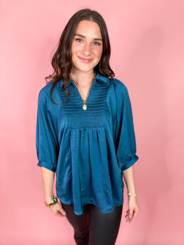 The Sadie Satin Collar Top