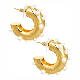 The Fitzgerald Pearl Detail Hoop-Gold