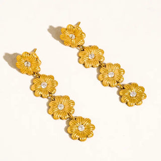 The Bloomie Flower Chain Earring-18k Gold