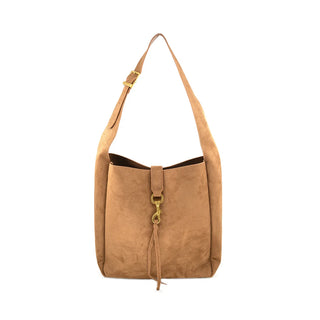 The Noa Suede Bucket Bag-Tan