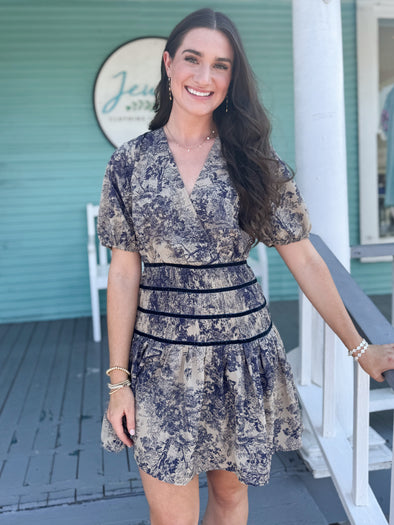 The Mariella Floral Ruffle Dress-Midnight
