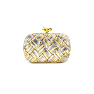 The Sandra Woven Clutch-Gold/Silver