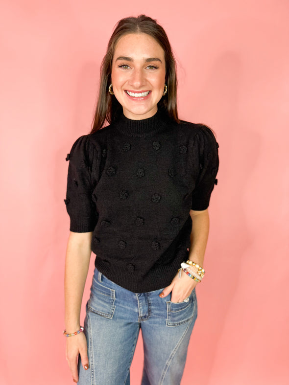The Collette Rose Sweater-Black
