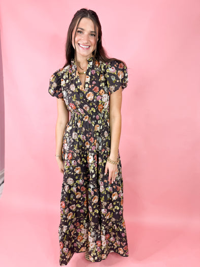The Kellin Floral Midi Dress-Brown