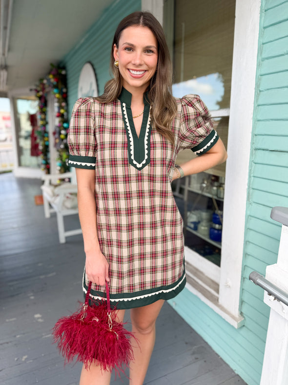 The Simpson Plaid Dress-Taupe