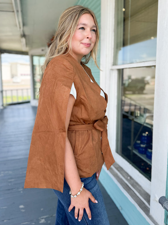 The Laila Suede Capelet-Camel