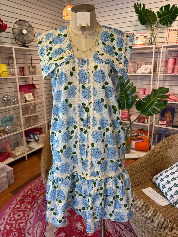 (THML) The Idina Hydrangea Dress-Blue