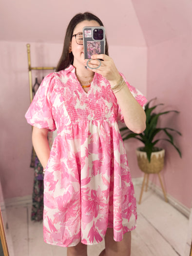 The Rellia Floral Dress-Pink