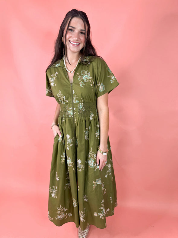 The Nancy Midi Dress-Olive