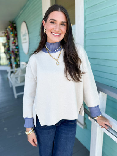 The Sally Mock Neck Sweater-Cream