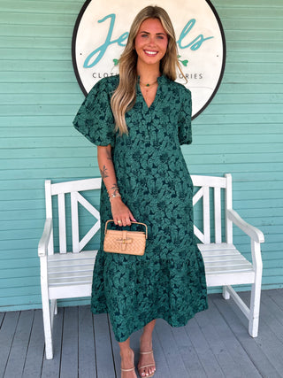 green floral printed dress