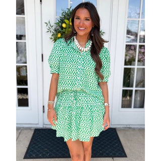 The Isabella Geometric 2 Piece Set-Green