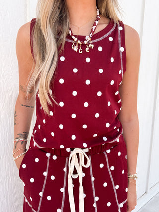 The Chelly Polka Dot 2 Piece Set-Maroon