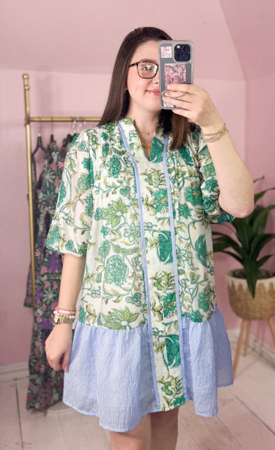 (THML) The Maribella Floral Dress-Cream
