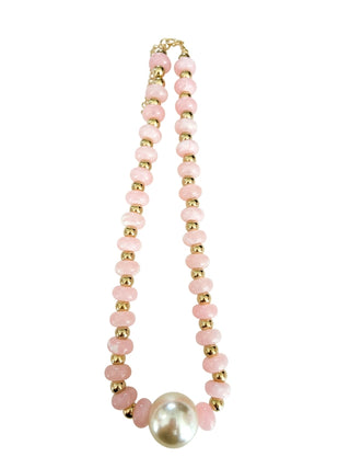 The Aylani Beaded Pearl Necklace-Light Pink