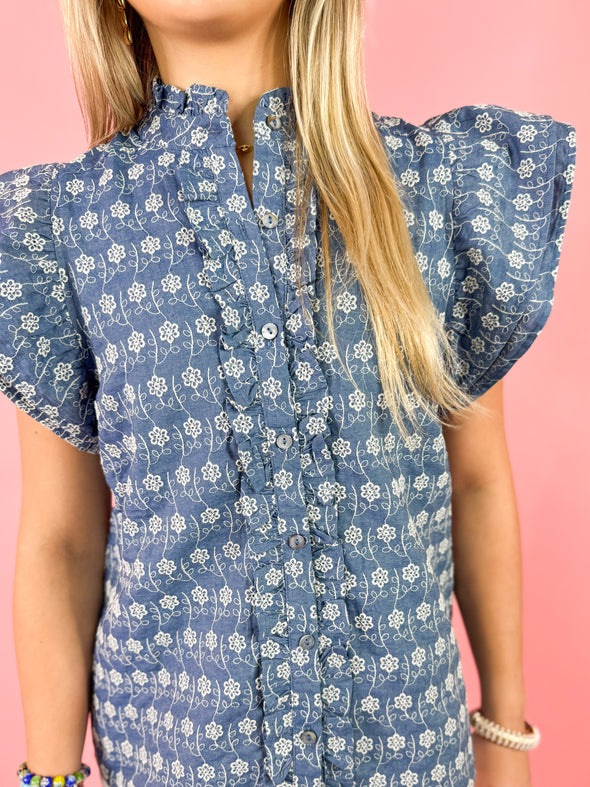 The Leo Floral Top-Denim