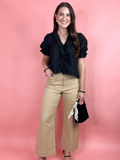 The Jason Ruffle Top-Black