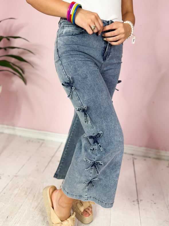 The Becky Bow Jeans-Light Denim