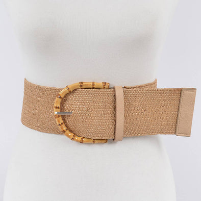 The Straw Belt with Bamboo Buckle-Tan