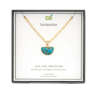 Halfmoon Turquoise Necklace-Gold