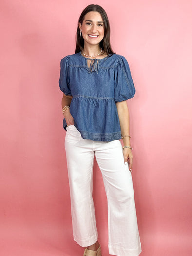 The Betsy Peplum Top-Denim