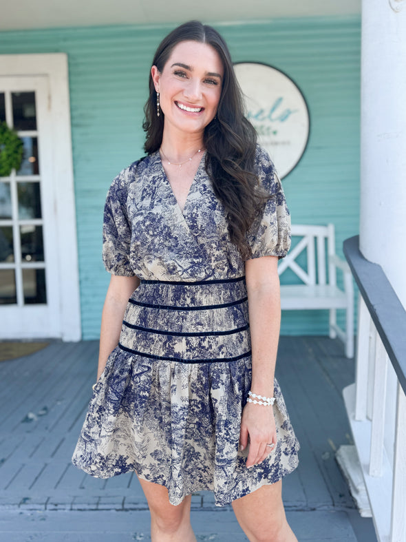 The Mariella Floral Ruffle Dress-Midnight