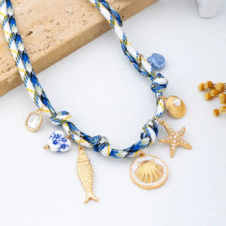 The Rope Charm Necklace-Blue