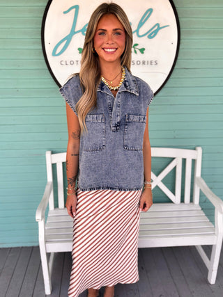 The Yaria Collared Top-Denim