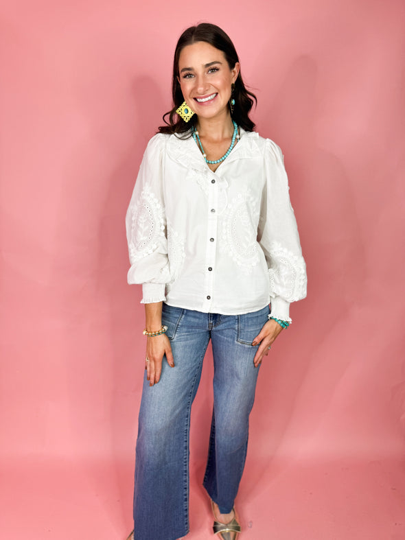 The Iris Lace Top-White